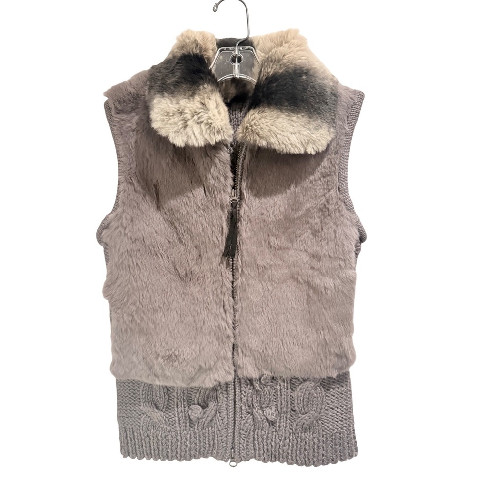 June Rabbit Fur Wool Knit Chunky Vest Womens Sm Bohemian  Rustic Vintage Style